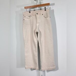 Lucky Brand Cropped Wide-Leg Ecru Denim Jeans – Relaxed Modern Boho 4/27